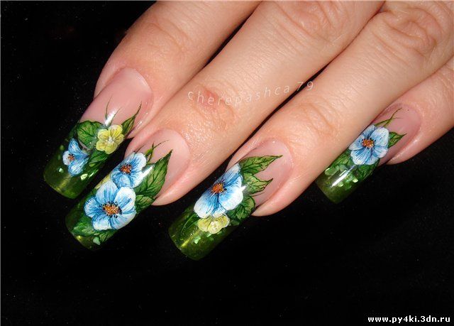цветы дизайн ногтей лето