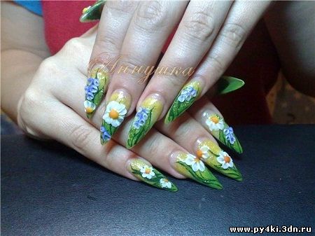 дизайн ногтей цветы лепка