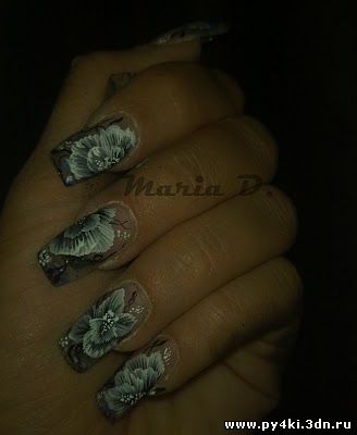 дизайн ногтей Хрустальные цветы
