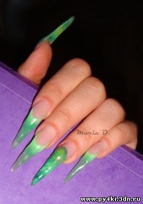 зеленый дизайн ногтей