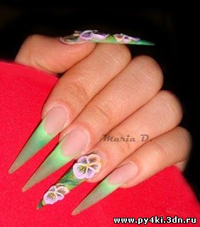 зеленый дизайн ногтей